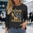 Gemini Girl Stepping Into My Birthday Like A Boss Heel Long Sleeve T-Shirt Gifts for Her
