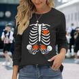 Halloween Twin Pregnant Skeleton Twins Baby Xray Rib Cage Long Sleeve T-Shirt Gifts for Her