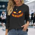 Jack O Lantern Scary Carved Pumpkin Face Halloween Costume Long Sleeve T-Shirt Gifts for Her