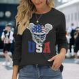Lacrosse American Flag Lax Helmet 4Th Of July Usa Patriotic Long Sleeve T-Shirt T-Shirt Gifts for Her