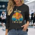 Meow I'm A Cat Thanksgiving Turkey Fake Cat Vintage Long Sleeve T-Shirt Gifts for Her