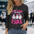In October We Wear Pink Cute Ghost Breast Cancer Halloween Long Sleeve T-Shirt Gifts for Her