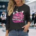 October We Wear Pink Ghosts Pumpkins Breast Cancer Halloween Long Sleeve T-Shirt Gifts for Her