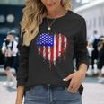 Patriotic American Flag Heart 4Th Of July Vintage Usa Flag Long Sleeve T-Shirt T-Shirt Gifts for Her