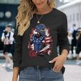 Patriotic Baseball Catcher Vintage American Flag 4Th Of July Long Sleeve T-Shirt Gifts for Her