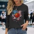 Patriotic Basketball 4Th Of July Usa American Flag Boys Long Sleeve T-Shirt T-Shirt Gifts for Her
