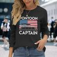 Patriotic Pontoon Captain Us American Flag Boat Owner Long Sleeve T-Shirt Gifts for Her