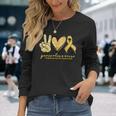 Peace Love Cure Yellow Ribbon Childhood Cancer Awareness Long Sleeve Gifts for Her