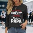 Retro My Favorite Hockey Player Calls Me Papa Fathers Day Long Sleeve T-Shirt T-Shirt Gifts for Her