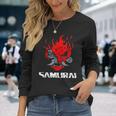 Samurai Japanese Demon Mask Edge Cyber Runners Punk Long Sleeve T-Shirt Gifts for Her