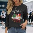 Santa Riding Akita This Is My Ugly Christmas Sweater Long Sleeve T-Shirt Gifts for Her