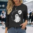 Stay Spooky Boo Cute Ghost Halloween Spooky Season Pocket Long Sleeve T-Shirt Gifts for Her