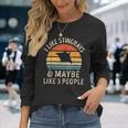 I Like Stingrays And Maybe 3 People Sea Animal Seafood Retro Long Sleeve T-Shirt Gifts for Her