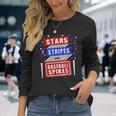 Stripes Stars And Baseball Spikes 4Th Of July Independence Long Sleeve T-Shirt Gifts for Her