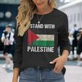 Support I Stand With Palestine Free Palestine Flag Arabic Long Sleeve T-Shirt Gifts for Her