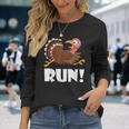 Turkey Trot Adult Running Costume Face Run Thanksgiving Long Sleeve T-Shirt Gifts for Her