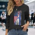 Usa Israel Flags United States Of America Israeli Long Sleeve T-Shirt Gifts for Her