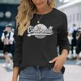 Vintage Cincinnati Graphic Baseball Lover Player Retro Long Sleeve T-Shirt Gifts for Her