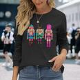 Vintage Sequin Cheerful Sparkly Nutcrackers Christmas Long Sleeve T-Shirt Gifts for Her