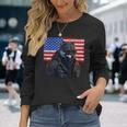 Vintage Patriotic Biker Wolf Shades Rustic American Flag Usa Long Sleeve T-Shirt T-Shirt Gifts for Her