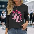 Vintage Pink Howdy Rodeo Western Country South Cowgirl Boot Rodeo Long Sleeve T-Shirt T-Shirt Gifts for Her