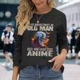 Vintage Never Underestimate An Old Man Who Loves Anime Cute Long Sleeve T-Shirt Gifts for Her