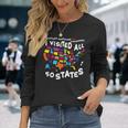 I Visited All 50 States Us Map Travel Challenge Long Sleeve T-Shirt Gifts for Her