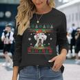 White Boxer Christmas Santa Ugly Sweater Dog Lover Xmas Long Sleeve T-Shirt Gifts for Her