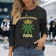 Worlds Dopest Papa Cannabis 420 Fathers Day Weed Dad Long Sleeve T-Shirt Gifts for Her