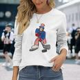 Abraham Lincoln Playing Hockey 4Th Of July Hockey Long Sleeve T-Shirt Gifts for Her