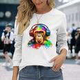 Chimpanzee With Headphones Long Sleeve T-Shirt Gifts for Her