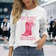 Lets Go Girl Cowboy Hat And Boot Trendy Pink Cowgirl Rodeo Rodeo Long Sleeve T-Shirt T-Shirt Gifts for Her