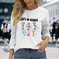 Let's Go Ghouls Halloween Western Spooky Skeletons Dancing Long Sleeve T-Shirt Gifts for Her
