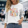 Love Never Fails Retro Positivity Quote Preppy Y2k Aesthetic Long Sleeve T-Shirt Gifts for Her