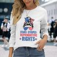 Messy Bun American Flag Stars Stripes Reproductive Rights Long Sleeve T-Shirt Gifts for Her