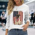 Pug American Flag 4Th Of July Independence Long Sleeve T-Shirt Gifts for Her
