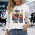 Steal I Dare You Catcher Vintage Baseball Player Lover Baseball Long Sleeve T-Shirt T-Shirt Gifts for Her