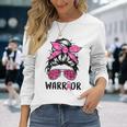 Support Squad Messy Bun Pink Warrior Breast Cancer Awareness Breast Cancer Awareness Long Sleeve T-Shirt T-Shirt Gifts for Her