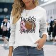 Tackle Breast Cancer Leopard Football Pink Ribbon Awareness Long Sleeve T-Shirt Gifts for Her