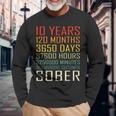 10 Year Sobriety Anniversary Vintage 10 Years Sober Long Sleeve T-Shirt Gifts for Old Men