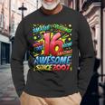 16Th Birthday Comic Style Awesome Since 2007 16 Year Old Boy Long Sleeve T-Shirt Gifts for Old Men