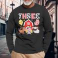 3Rd Birthday Three Year Farm Theme Animals Birthday Party Long Sleeve T-Shirt Gifts for Old Men