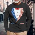 4Th Of July Independence Day American Flag Tuxedo Long Sleeve T-Shirt T-Shirt Gifts for Old Men