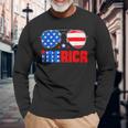4Th Of July Shirt Merica Sunglasses All America Usa Flag Long Sleeve T-Shirt Gifts for Old Men