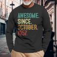 66 Year Old Awesome Since October 1957 66Th Birthday Long Sleeve T-Shirt Gifts for Old Men
