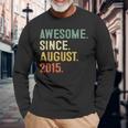 8 Year Old 8Th Birthday Boys Awesome Since August 2015 Long Sleeve T-Shirt T-Shirt Gifts for Old Men