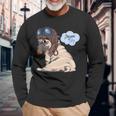 Adorable Beige Puppy Pug In Pilot He Long Sleeve T-Shirt Gifts for Old Men