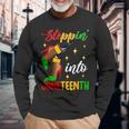 Afro Woman High Heels Black Girl Stepping Into Junenth Long Sleeve T-Shirt Gifts for Old Men