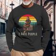 Alien And Bigfoot I Hate People Sasquatch Long Sleeve T-Shirt Gifts for Old Men
