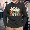 Aloha Hawaiian Vintage Sunset Summer Retro Hawaii Vacations Long Sleeve Gifts for Old Men